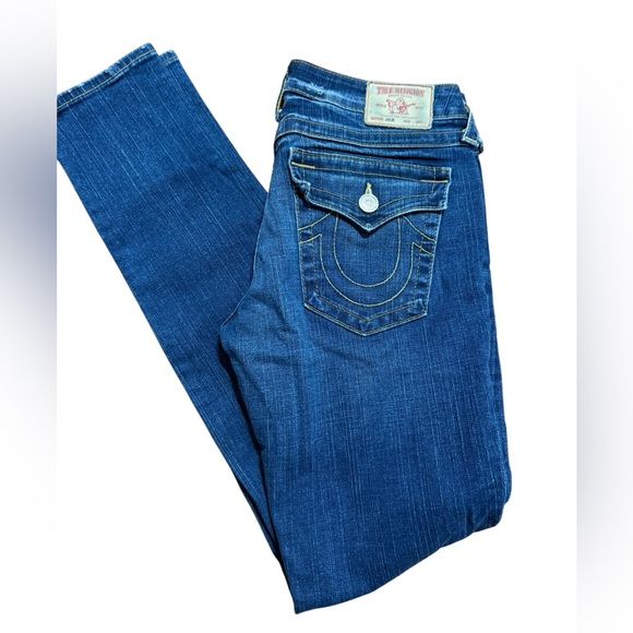 Vintage y2k True Religion Julie Skinny Low Rise Jeans Medium Blue Wash Sz 31